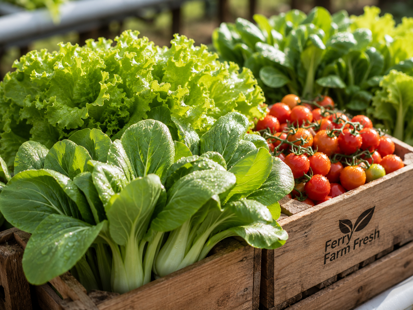 Petani memanen sayuran hidroponik segar di kebun Ferry Farm Fresh
